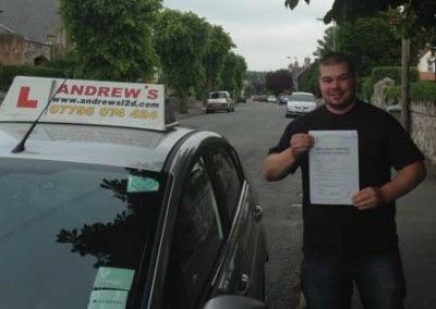 Dave pleased with his driving lessons now that he has passed