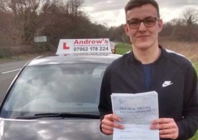 Brandon with Andrew's driving School car in Llandudno Junction