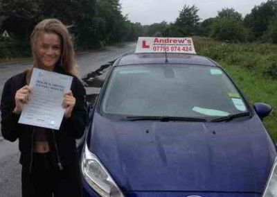 Bethan after driving lessons in Llandudno