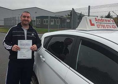 Daniel outside DVSA in Bangor North Wales