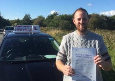 Dwaine took driving lessons in Llandudno and passed in Bangor