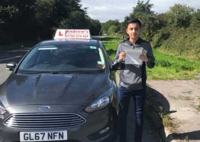 Kaleem in Bangor after his driving test.