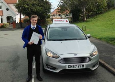 Daniel with driving instructors car in LLanddula