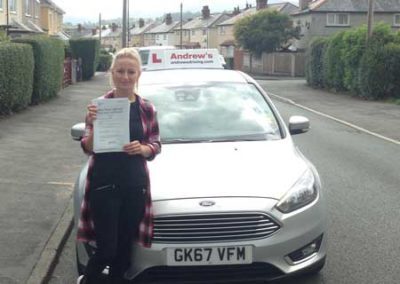 Ilona from Llandudno Junction on driving test in Bangor