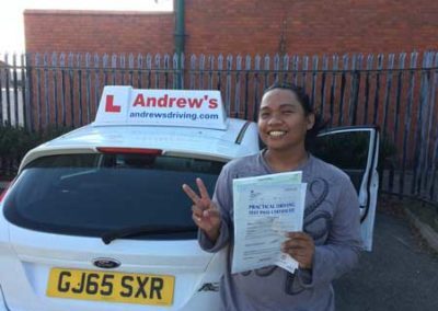 Romie at Rhyl driving test centre.