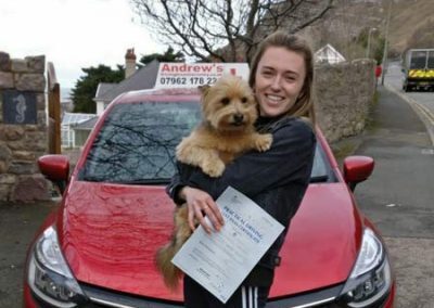 Abbie in Llandudno after her driving test in Bangor