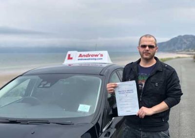 Daryl in Penmaenmawr after his driving test.