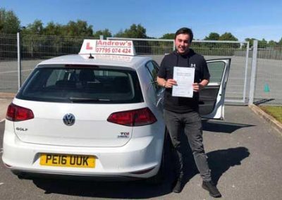 Owen at Bangor Driving Test Centre.