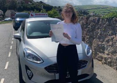 Emma in Old Colwyn with driving school car.