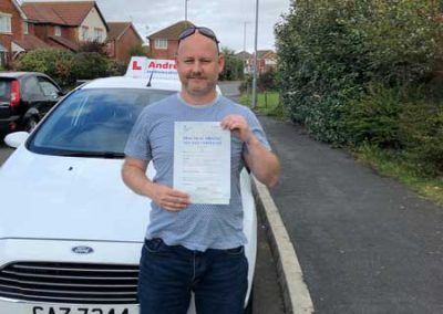 Justin in Rhyl after his driving test.