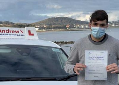 Harvey on Colwyn Bay Seafront after a driving test