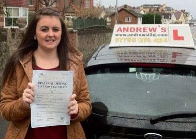 Sam passing her test in a ford fiesta