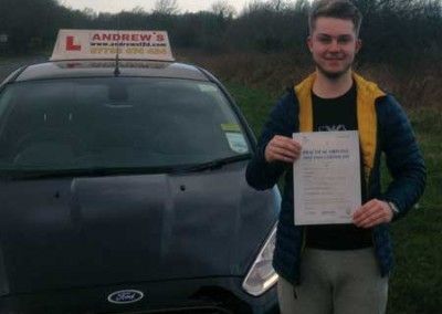 Sion had lessons in Conwy and passed driving test at Bangor dvsa