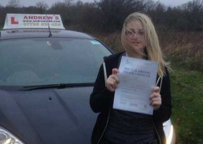 Beth with her driving test pass in Deganwy