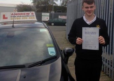 Tom after driving test success