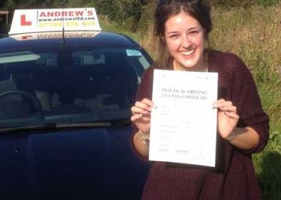 Lauren made a successful attempt at the driving test in North Wales