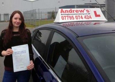 Kim passed after driving lessons in Penmaenmawr