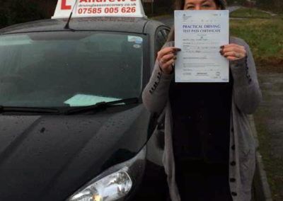 Julie in Conwy Valley after passing driving test