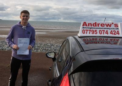 Grady after driving lessons in North Wales