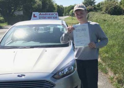 Liam took driving lessons in Deganwy