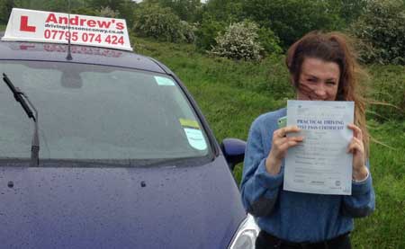 Lois after passing her driving test in Bangor