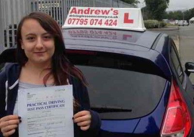 Zoe after Colwyn Bay Driving Lessons
