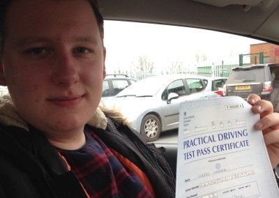 Harry passed driving test in Rhyl North Wales after driving lessons in Abergele