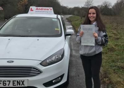 Alanah passed new driving test