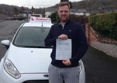 Martin took his driving test in Rhyl