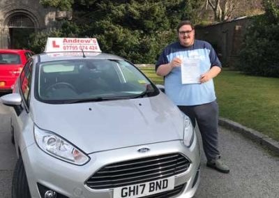 Craig passed driving test at Bangor North Wales