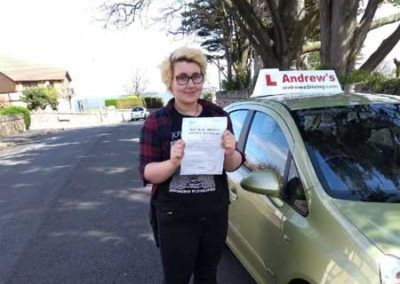 Ffion passed her driving test in Rhyl North Wales