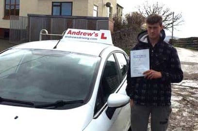 William after his driving test in Rhyl