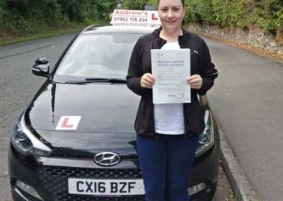 Laura passed her driving test in Bangor North Wales