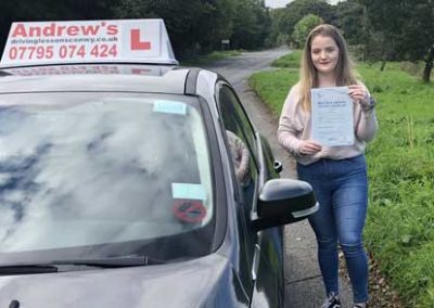 Lauryn in Llandudno after passing driving test in Bangor.