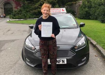 Olivia Clarke driving test passed in Bangor, North wales