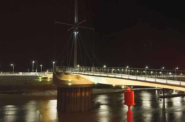 Rhyl harbour at night