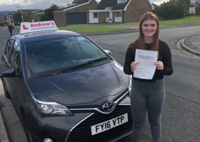 Georgia in Penrhyn Bay after a driving test pass
