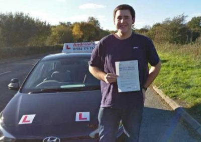 James in Bangor after completing his driving test