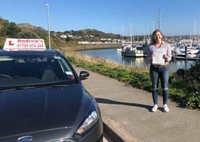 Lara in Conwy Marina after her driving test.
