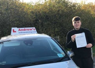 Mathew from Pensarn after passing his driving test