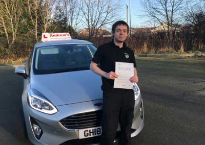 Brad passed driving test on first attempt
