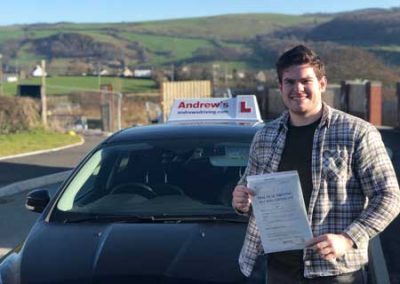 Corey first time driving test pass in North Wales