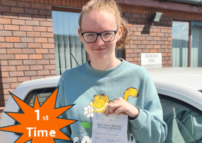 Faith with Tomas's Instructor Car at Rhyl Driving Test Centre