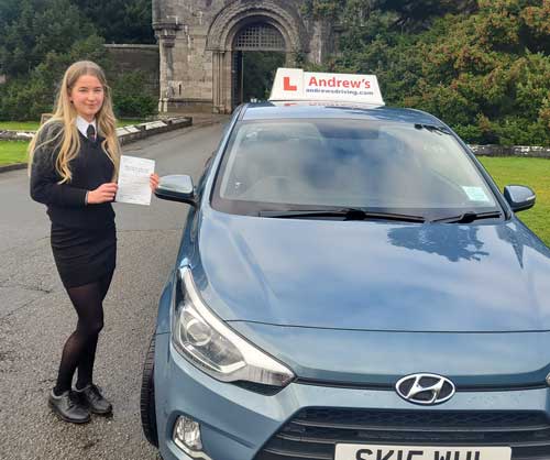 Milly in Bangor Driving Test Centre