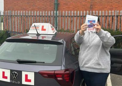 Kimberley Hogg and Jesse's automatic driving school car